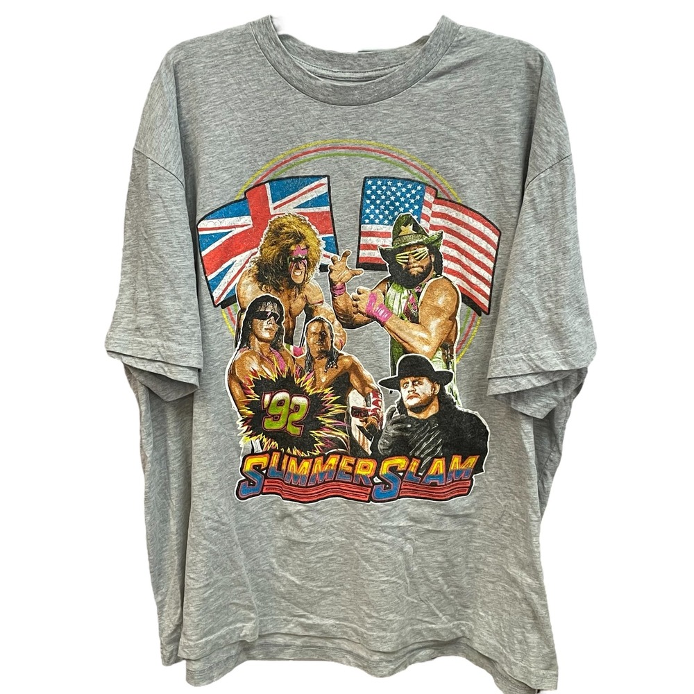 WWE Summerslam 92 Wrestling‎ T-Shirt Macho Man Bret Hart Undertaker 4XL